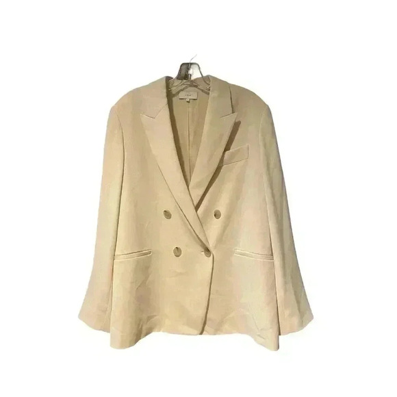 New Vince Crepe Cream Winter White Double-Breasted Oversized Blazer Size 12 - Picture 6 of 13